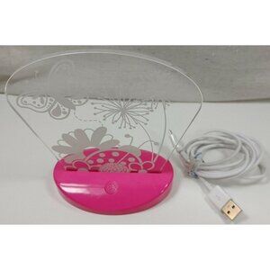 Butterfly Flower LED Night Light Lamp With USB Cable Pink Clear Acrylic Panel